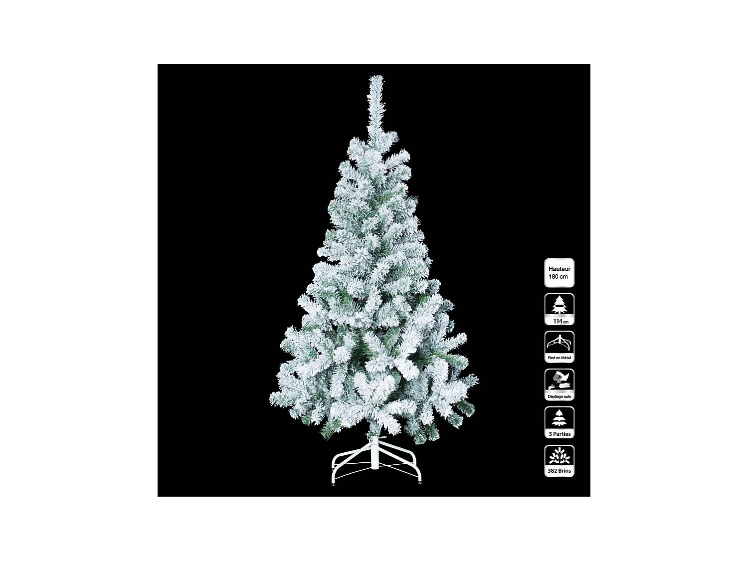 Sapin de Noël artificiel Vert floqué enneigé H 180 cm