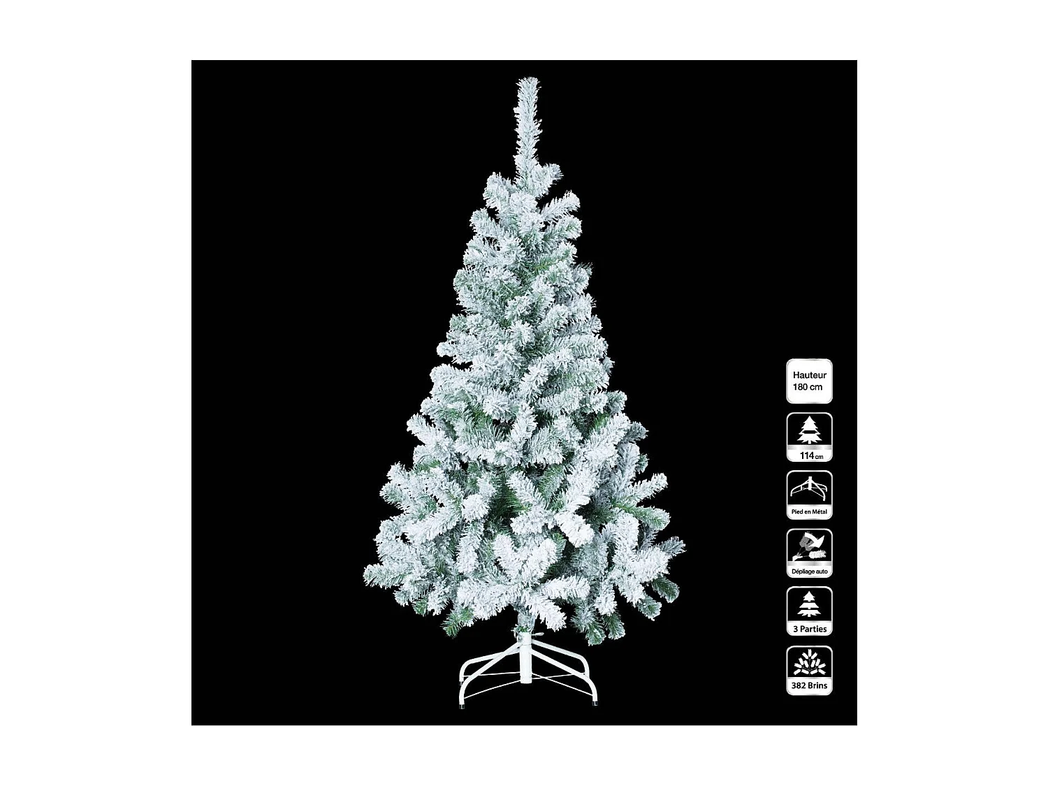 Sapin de Noël artificiel Vert floqué enneigé H 180 cm