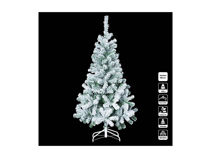Sapin de Noël artificiel Vert floqué enneigé H 180 cm