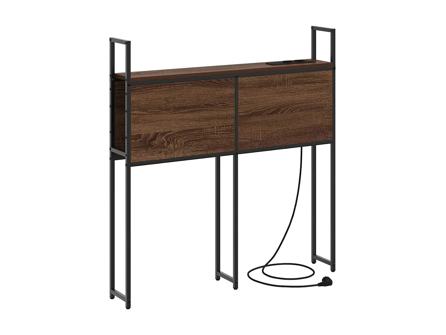 Mueble cabecero | Cabezal de cama | Cabecero de Almacenamiento con Estación de Carga Marrón roble