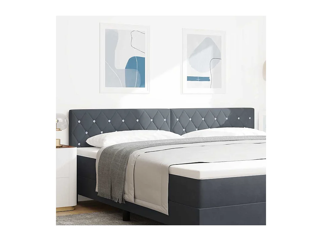 Tête de Lit | Panneau de tête pour lit Moderne en Velours Argyle Manuel Gris foncé 200 cm Velours