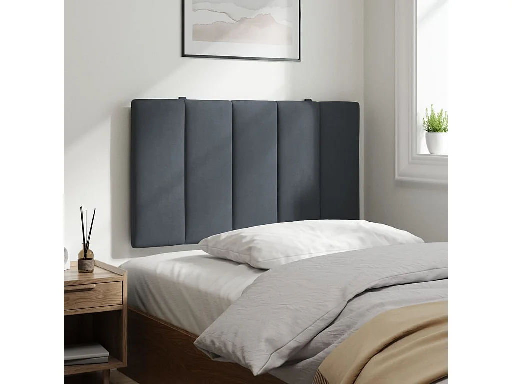 Hoofdbord | Hoofdbordkussen "Hanko" 90 cm fluweel donkergrijs