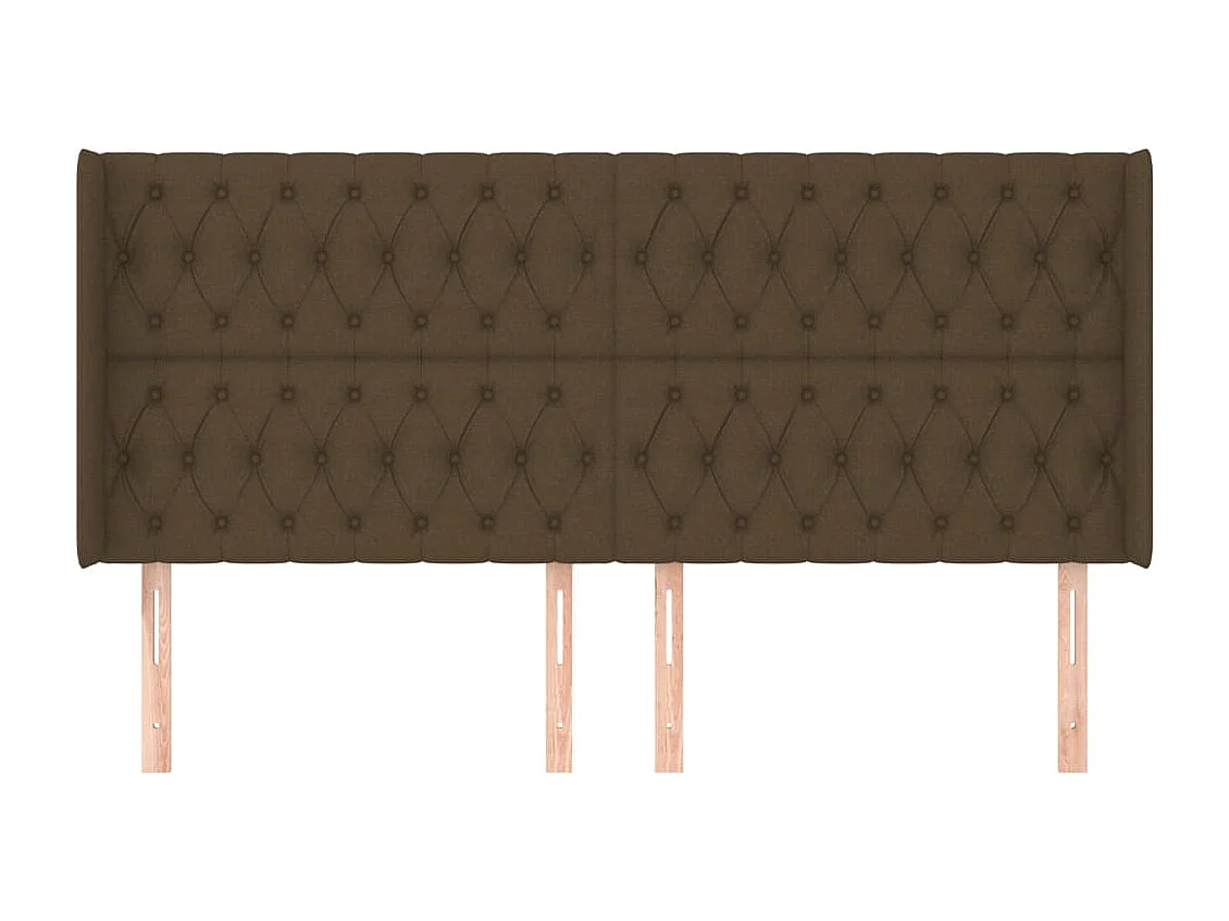 Tête de Lit | Panneau de tête pour lit Moderne avec oreilles Marron foncé 183x16x118/128 cm Tissu