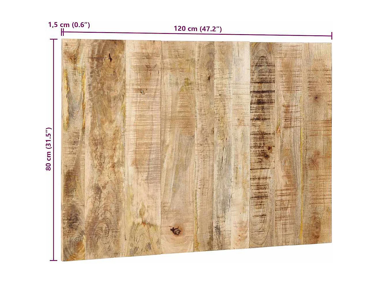 Tête de Lit | Panneau de tête pour lit Moderne 120 cm bois de manguier brut massif