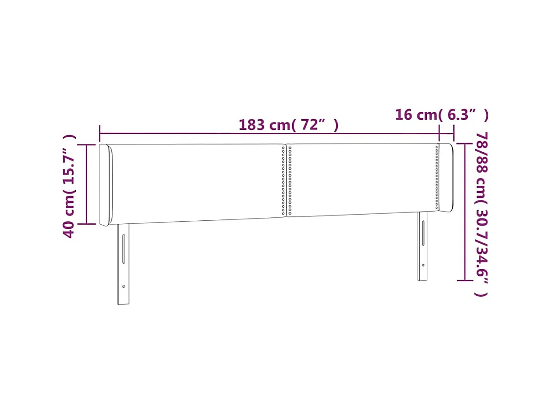 Cabecero | Cabezal de Cama | Mueble cabecero con LED de terciopelo gris oscuro 183x16x78/88 cm
