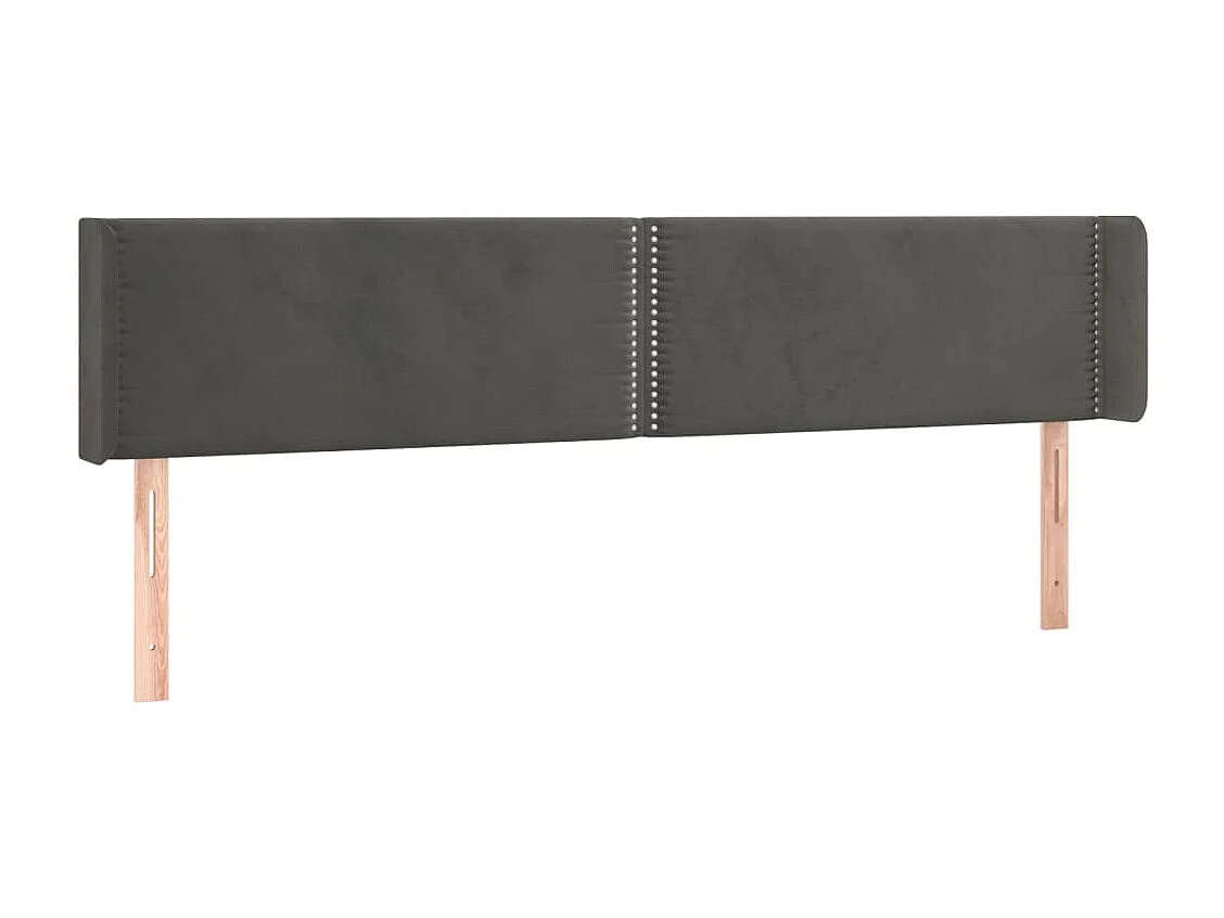 Tête de Lit | Panneau de tête pour lit Moderne à LED Gris foncé 183x16x78/88 cm Velours