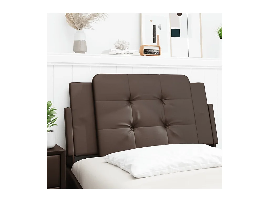 Cabecero de Cama | Cabezal de cama | Mueble de cabecero acolchado Zadar cuero sintético marrón 100 cm
