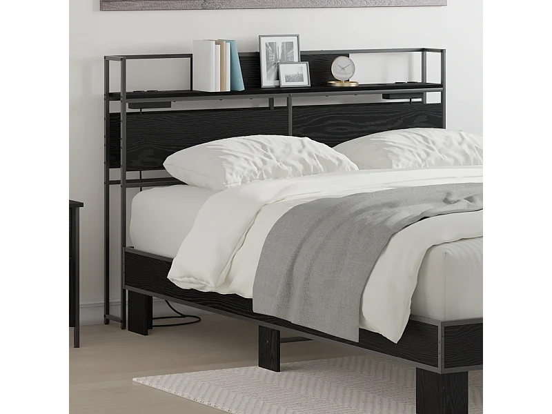 Tête de Lit de rangement | Panneau de tête pour lit Chêne noir 120 cm Bois d'ingénierie