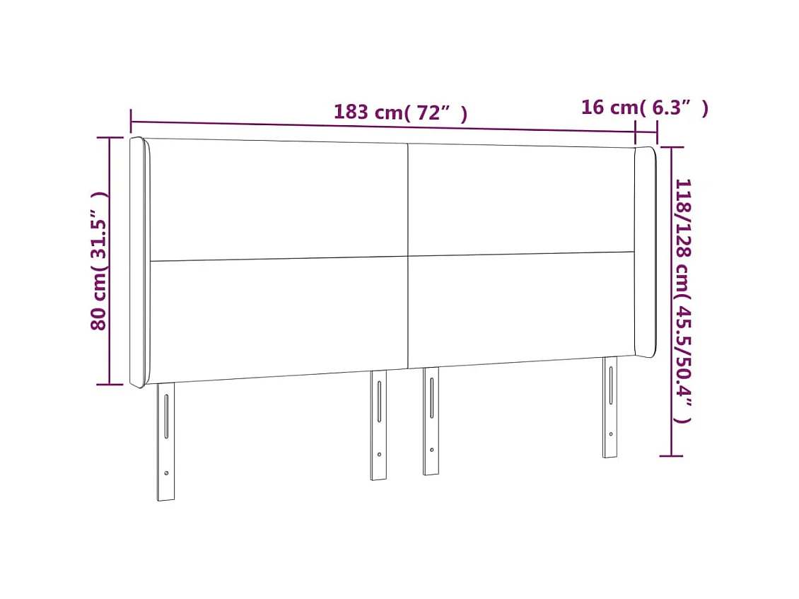 Tête de Lit | Panneau de tête pour lit Moderne à LED Gris 183x16x118/128 cm Similicuir