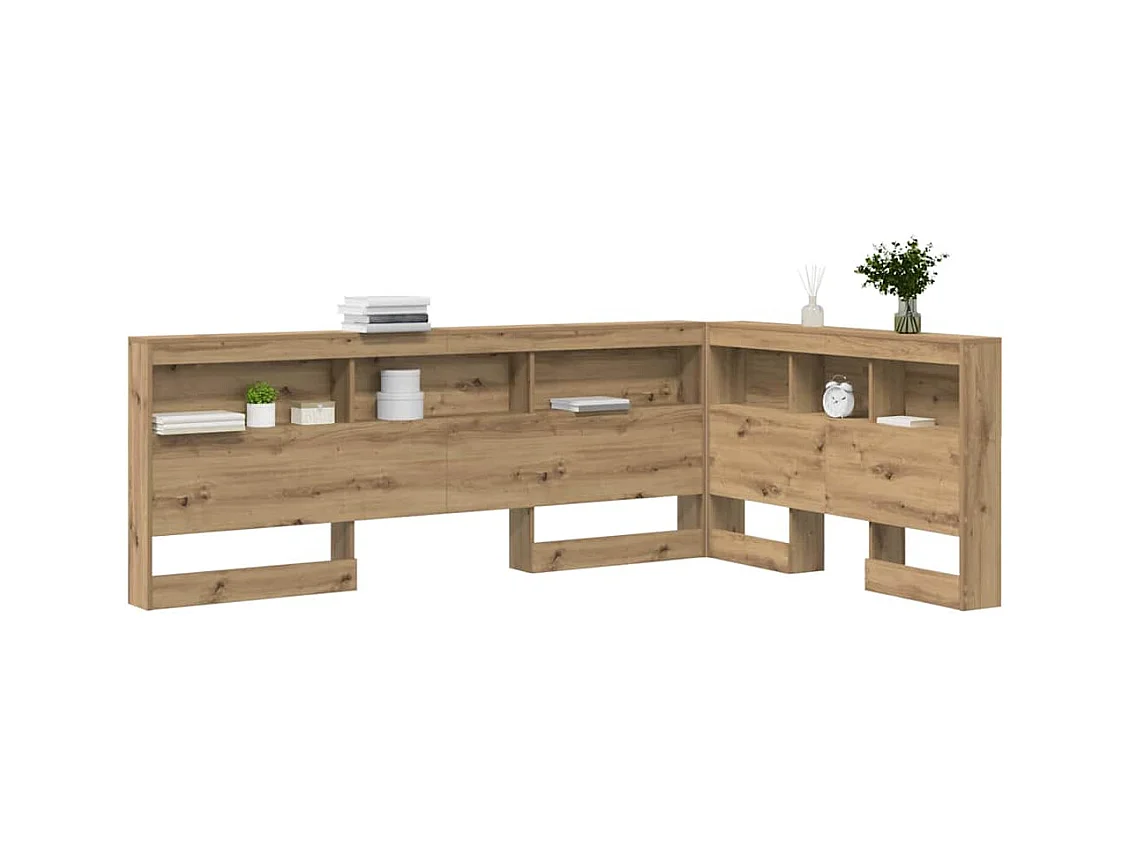 Tête de Lit de rangement | Panneau de tête pour lit avec étagère chêne artisanal 120 cm