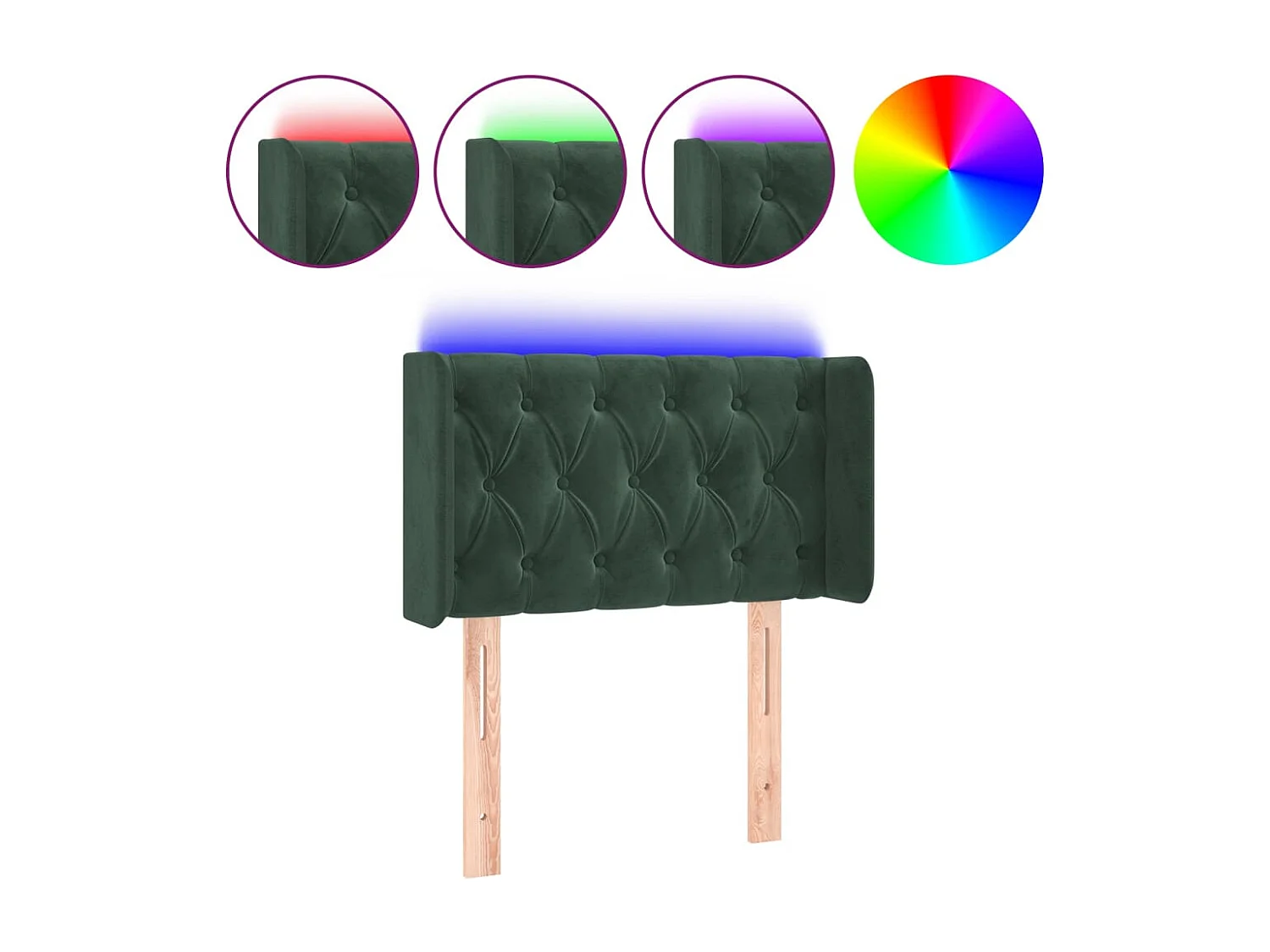 Tête de Lit | Panneau de tête pour lit Moderne à LED Vert foncé 83x16x78/88 cm Velours