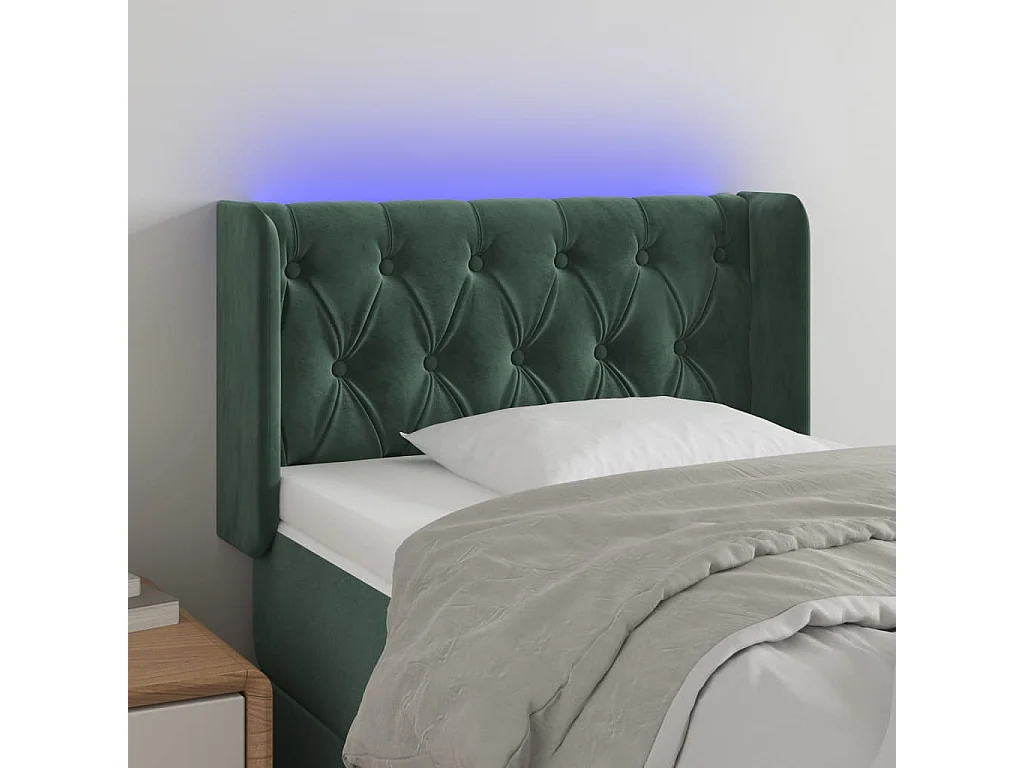 Hoofdbord | Hoofdeinde LED 83x16x78/88 cm fluweel donkergroen