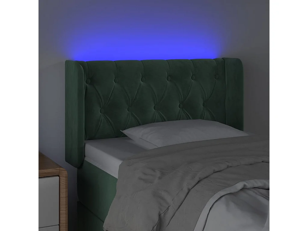 Hoofdbord | Hoofdeinde LED 83x16x78/88 cm fluweel donkergroen