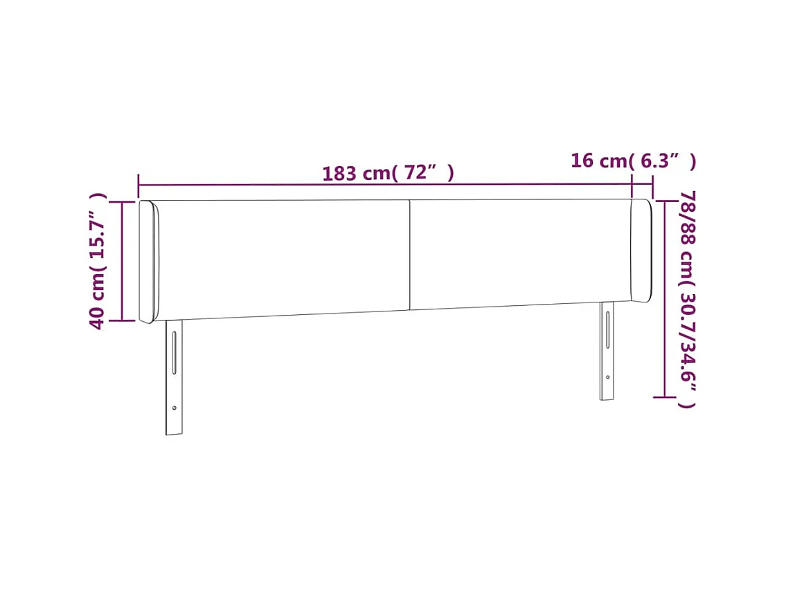 Tête de Lit | Panneau de tête pour lit Moderne à LED Gris foncé 183x16x78/88 cm Tissu