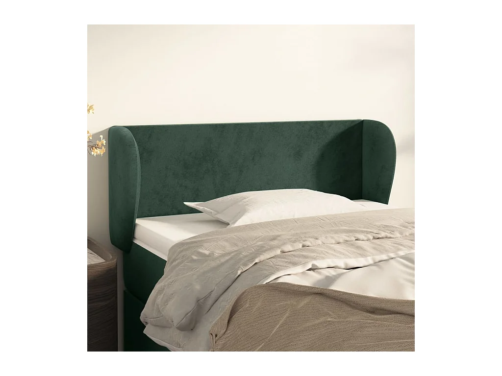 Tête de Lit | Panneau de tête pour lit Moderne avec oreilles Vert foncé 93x23x78/88 cm Velours