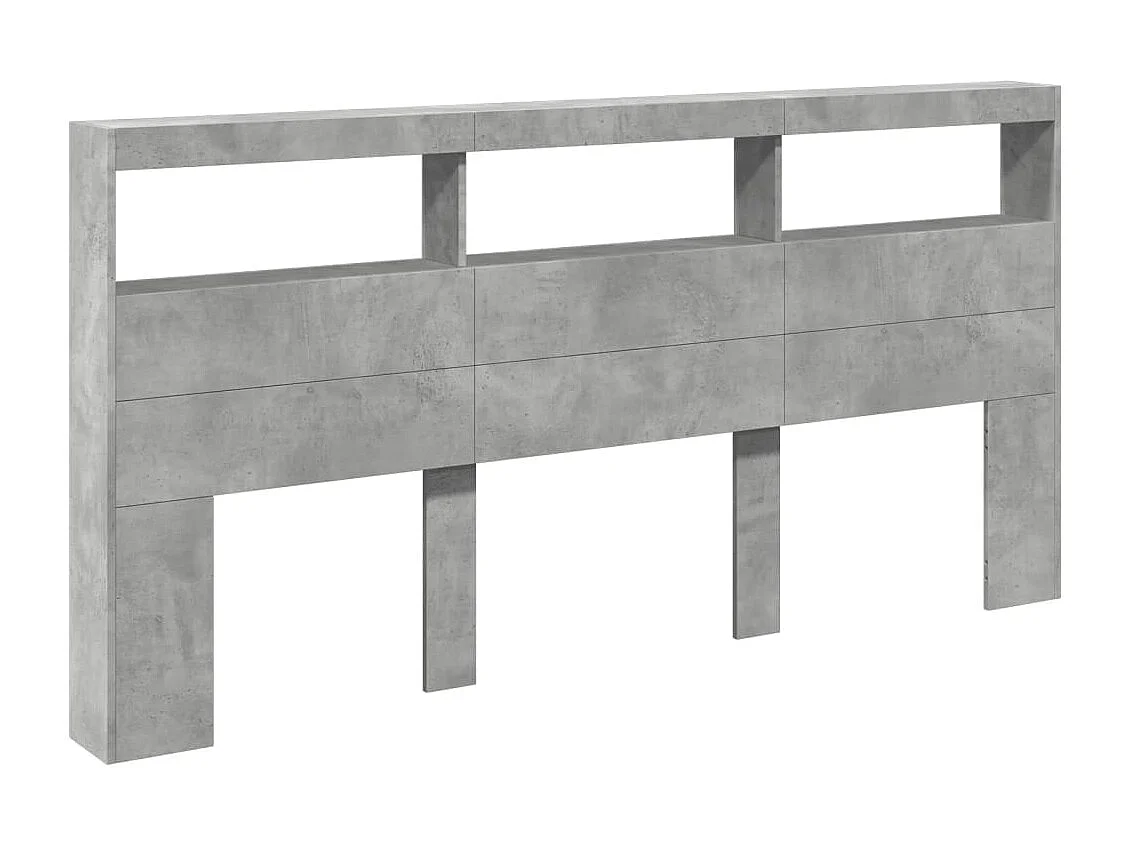 Cabecero de Cama | Cabezal de cama | Mueble de cabecero con luz LED gris hormigón 200x17x102 cm