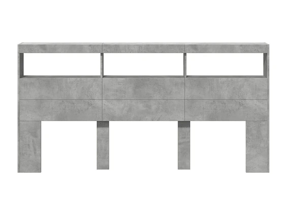 Cabecero de Cama | Cabezal de cama | Mueble de cabecero con luz LED gris hormigón 200x17x102 cm