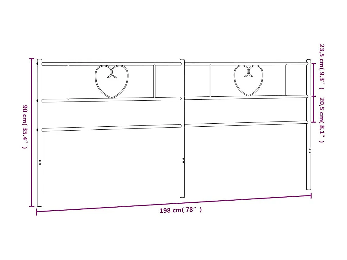 Mueble cabecero | Cabezal de cama | Cabecero de metal negro 193 cm