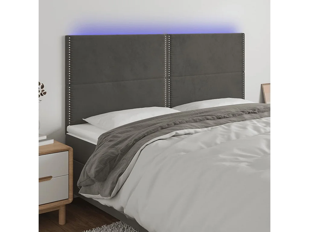 Hoofdbord | Hoofdeinde LED 160x5x118/128 cm fluweel donkergrijs