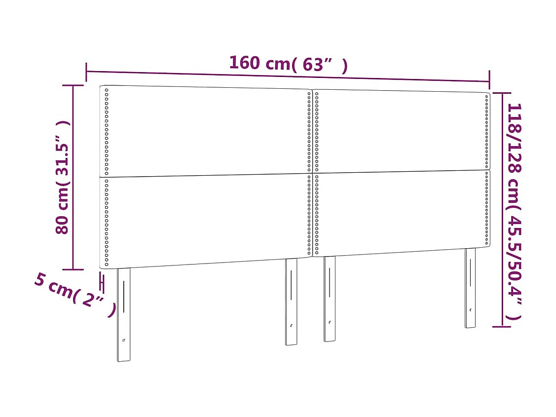 Hoofdbord | Hoofdeinde LED 160x5x118/128 cm fluweel donkergrijs