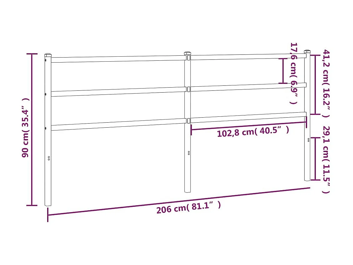 Mueble cabecero | Cabezal de cama | Cabecero de metal negro 200 cm
