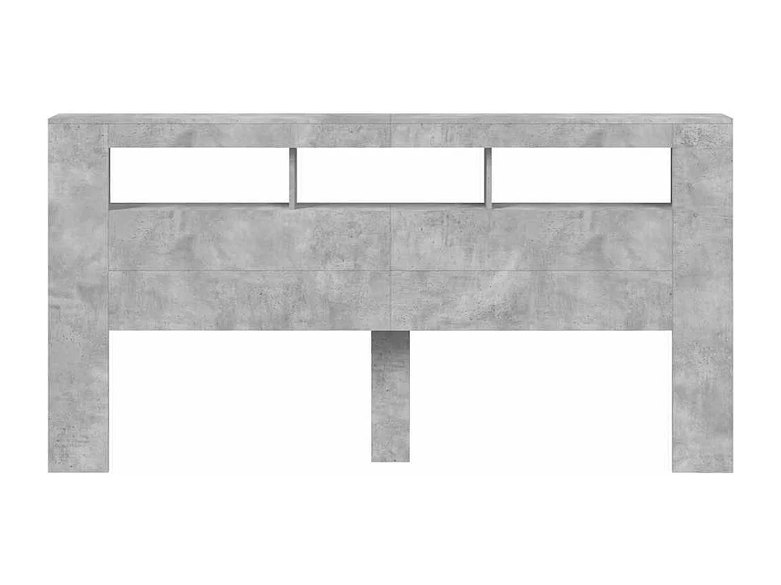 Mueble cabecero | Cabecero | Cabezal de cama LED madera ingeniería gris hormigón 200x18,5x103,5 cm
