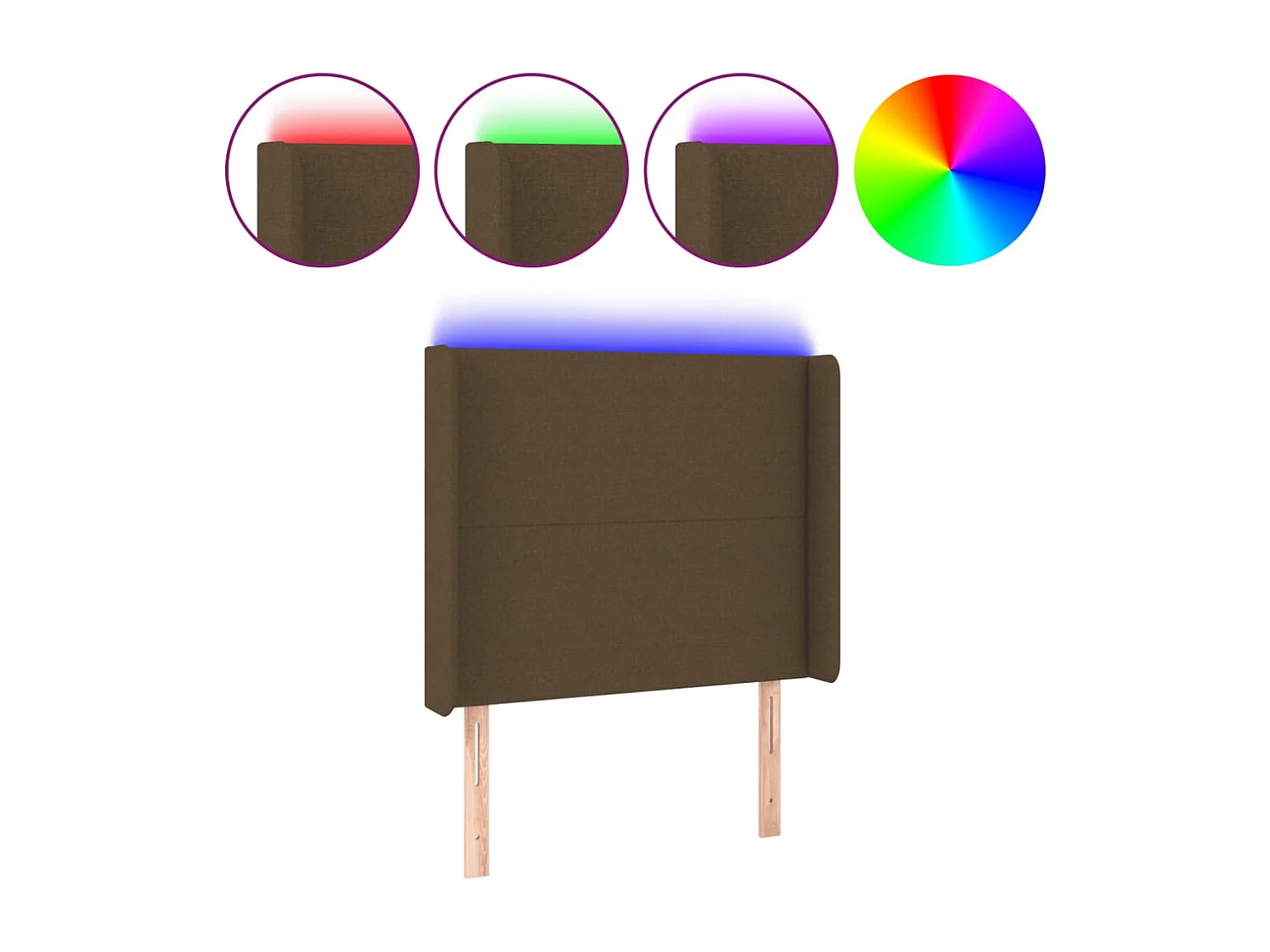 Hoofdbord | Hoofdeinde LED 83x16x118/128 cm stof donkerbruin