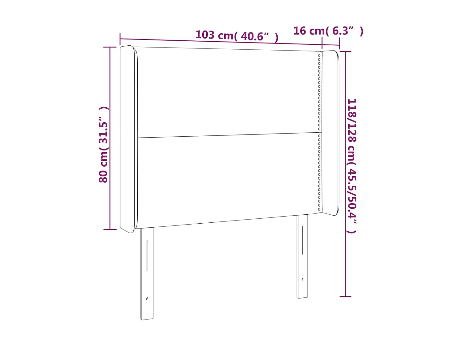 Cabecero | Cabezal de Cama | Mueble cabecero con LED de terciopelo negro 103x16x118/128 cm