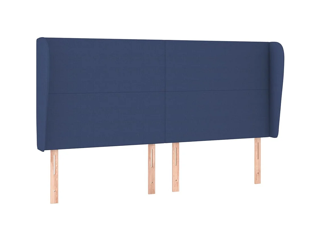 Cabecero | Cabezal de Cama | Mueble cabecero con orejas de tela azul 203x23x118/128 cm