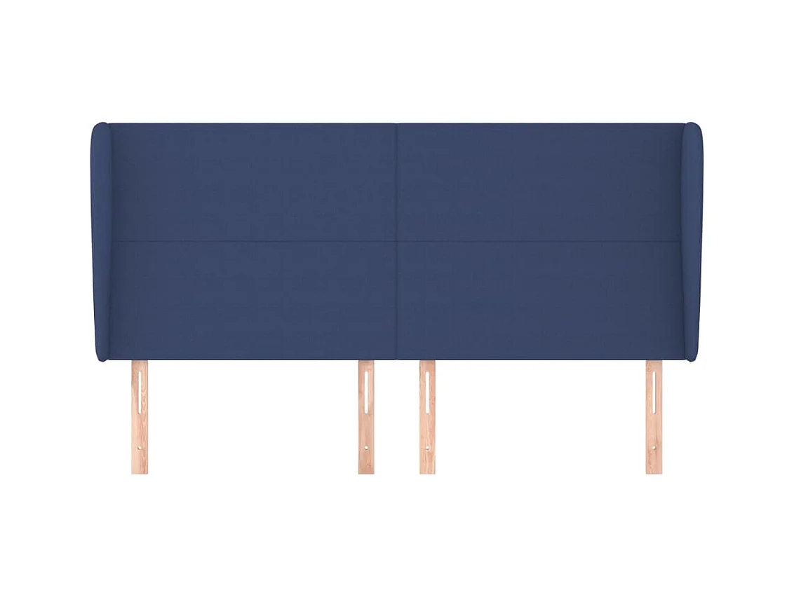 Cabecero | Cabezal de Cama | Mueble cabecero con orejas de tela azul 203x23x118/128 cm