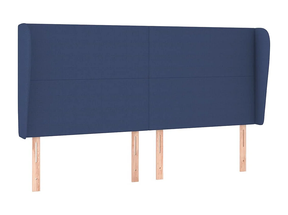 Tête de Lit | Panneau de tête pour lit Moderne avec oreilles Bleu 203x23x118/128 cm Tissu