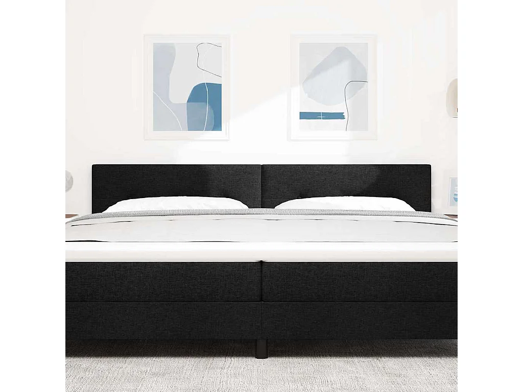 Tête de Lit | Panneau de tête pour lit Moderne LED avec des lumières à LED Noir 200 cm tissu