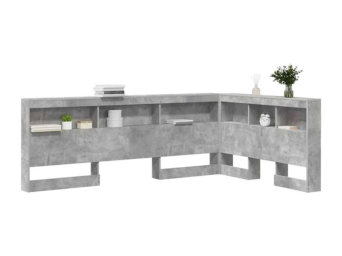 Mueble cabecero con almacenamiento | Cabecera de almacenamiento con estante Gris hormigón 120 cm