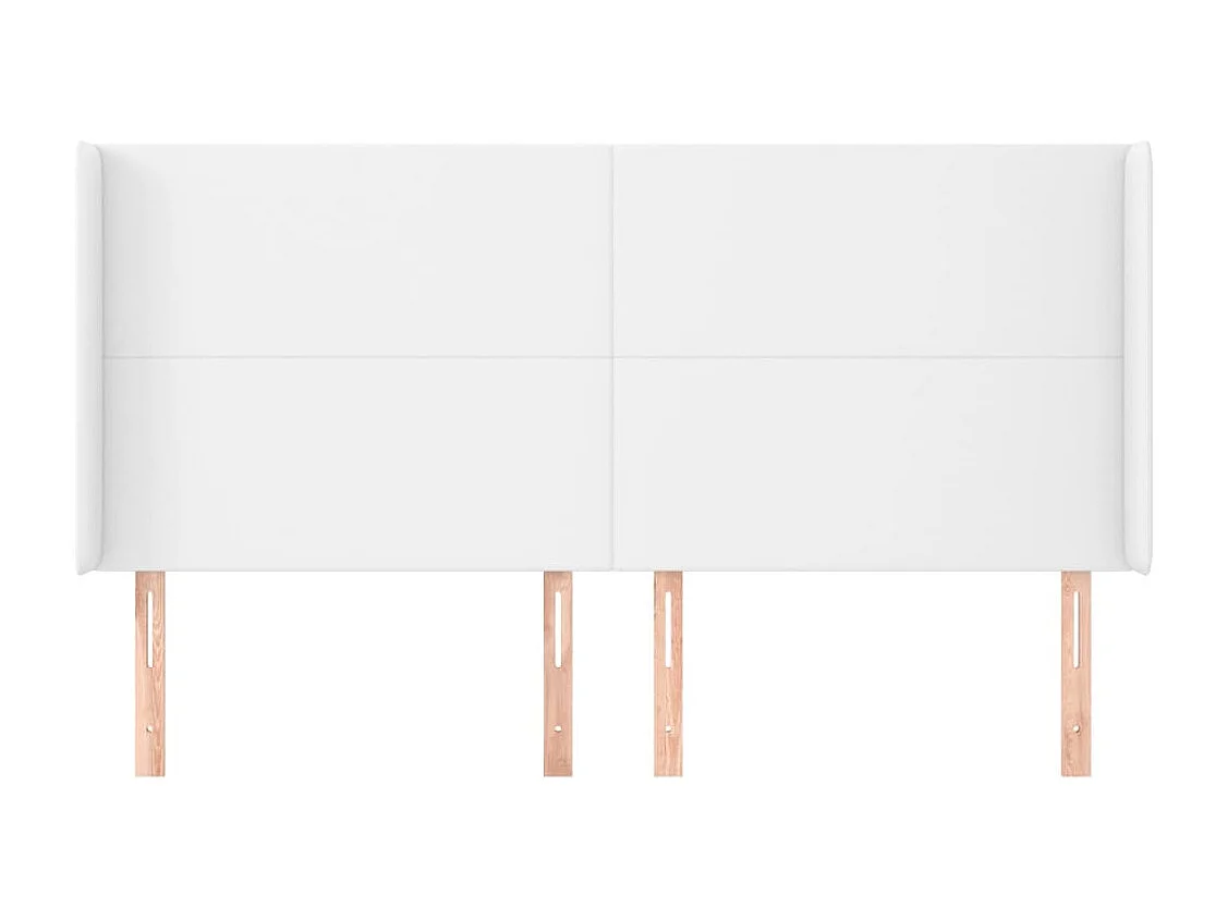 Tête de Lit | Panneau de tête pour lit Moderne avec oreilles Blanc 203x16x118/128 cm Similicuir