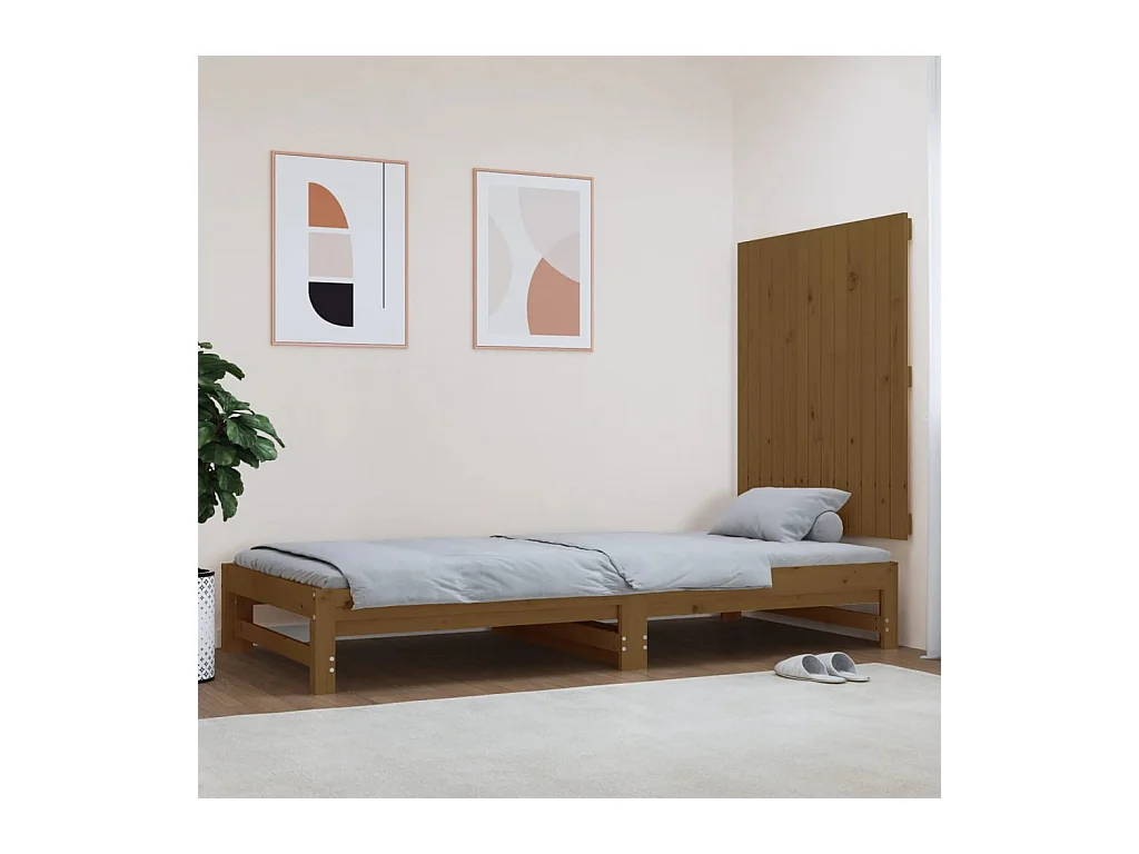 Cabecero cama | Cabezal de cama | Mueble de cabecero pared madera maciza pino marrón miel 82,5x3x90 cm