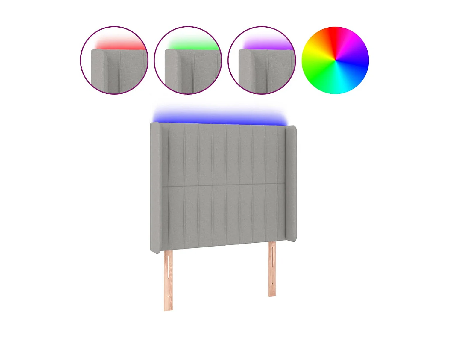 Hoofdbord | Hoofdeinde LED 83x16x118/128 cm stof lichtgrijs