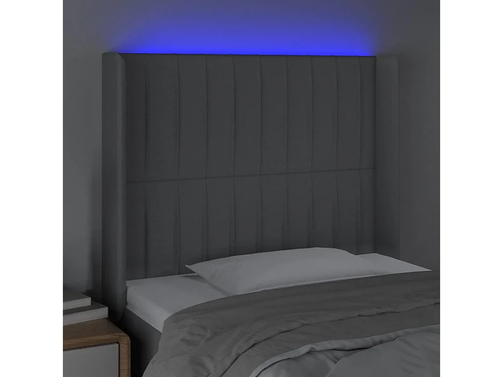 Hoofdbord | Hoofdeinde LED 83x16x118/128 cm stof lichtgrijs