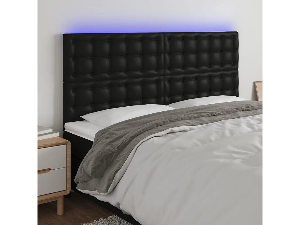 Hoofdbord | Hoofdeinde LED 160x5x118/128 cm kunstleer zwart