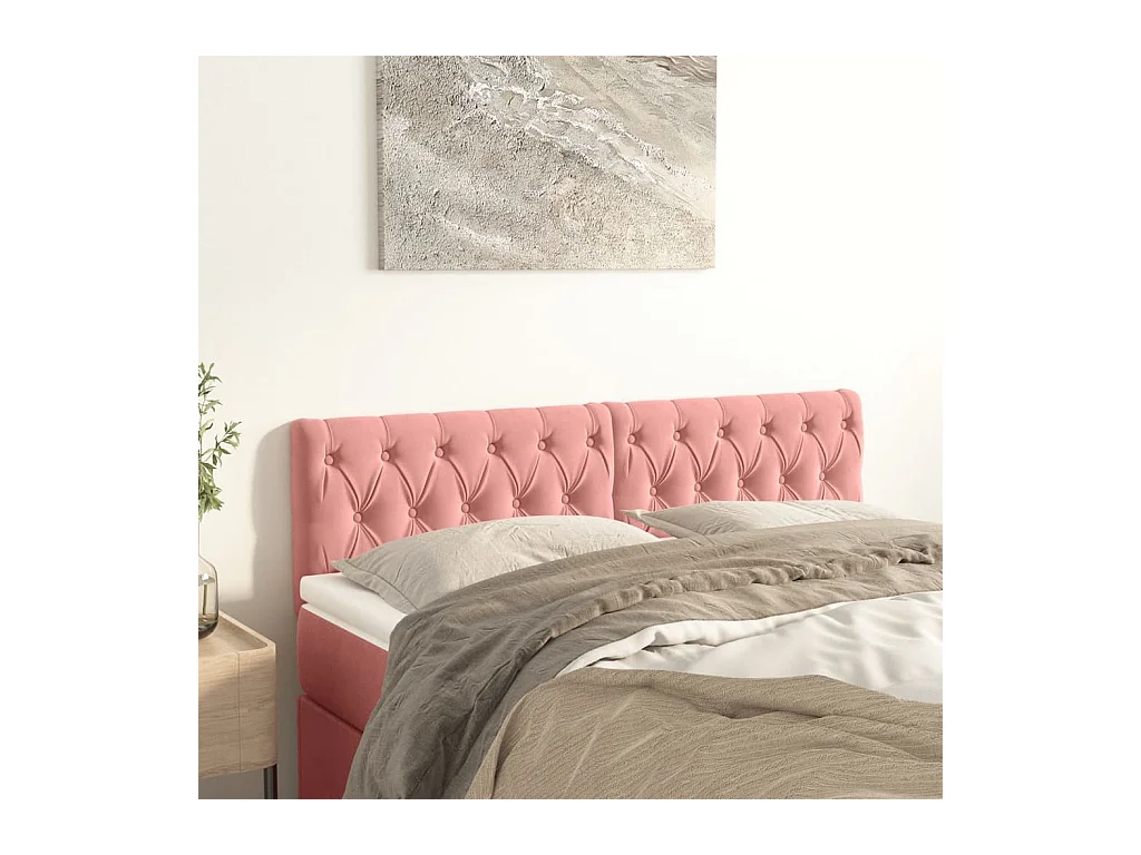Têtes de lit | Panneaux de tête pour lit Moderne 2 pcs Rose 72x7x78/88 cm Velours