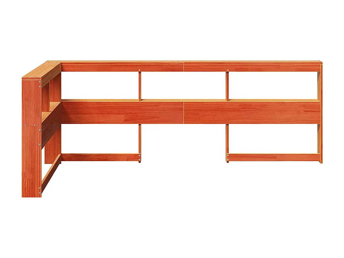 Cabecero cama | Cabezal de cama | Mueble de cabecero estantería forma L marrón encerado 90 cm