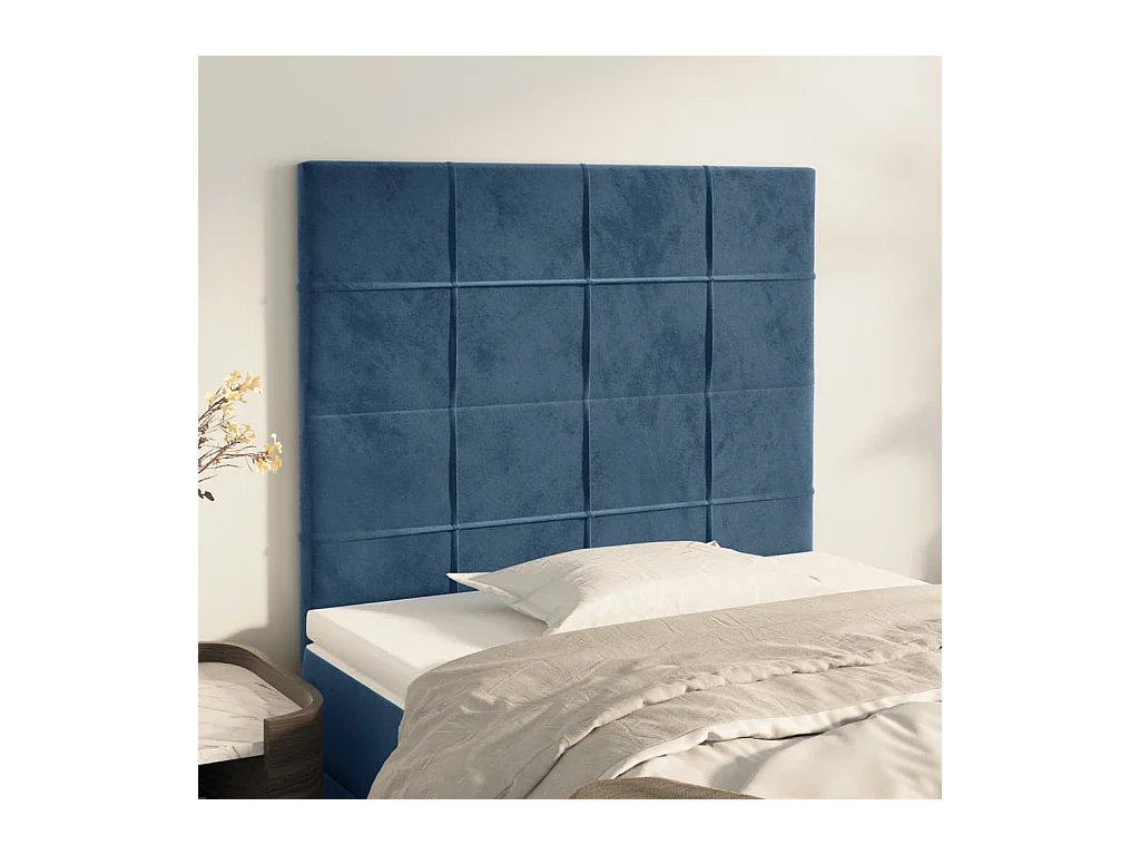 Cabeceros | Cabezal de cama | Mueble de cabecero 2 unidades de terciopelo azul oscuro 100x5x78/88 cm