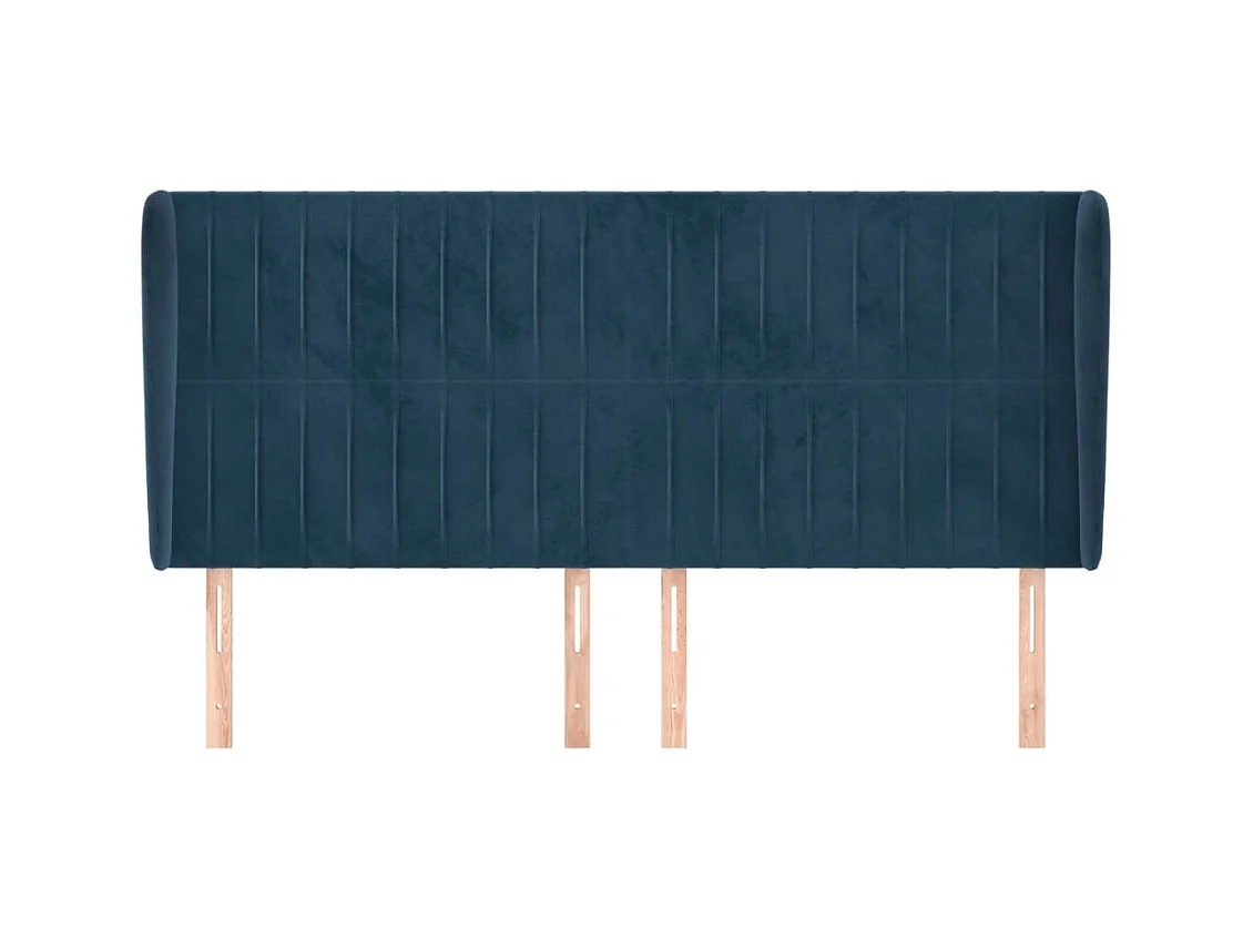 Tête de Lit | Panneau de tête pour lit Moderne avec oreilles Bleu foncé 183x23x118/128 cm Velours