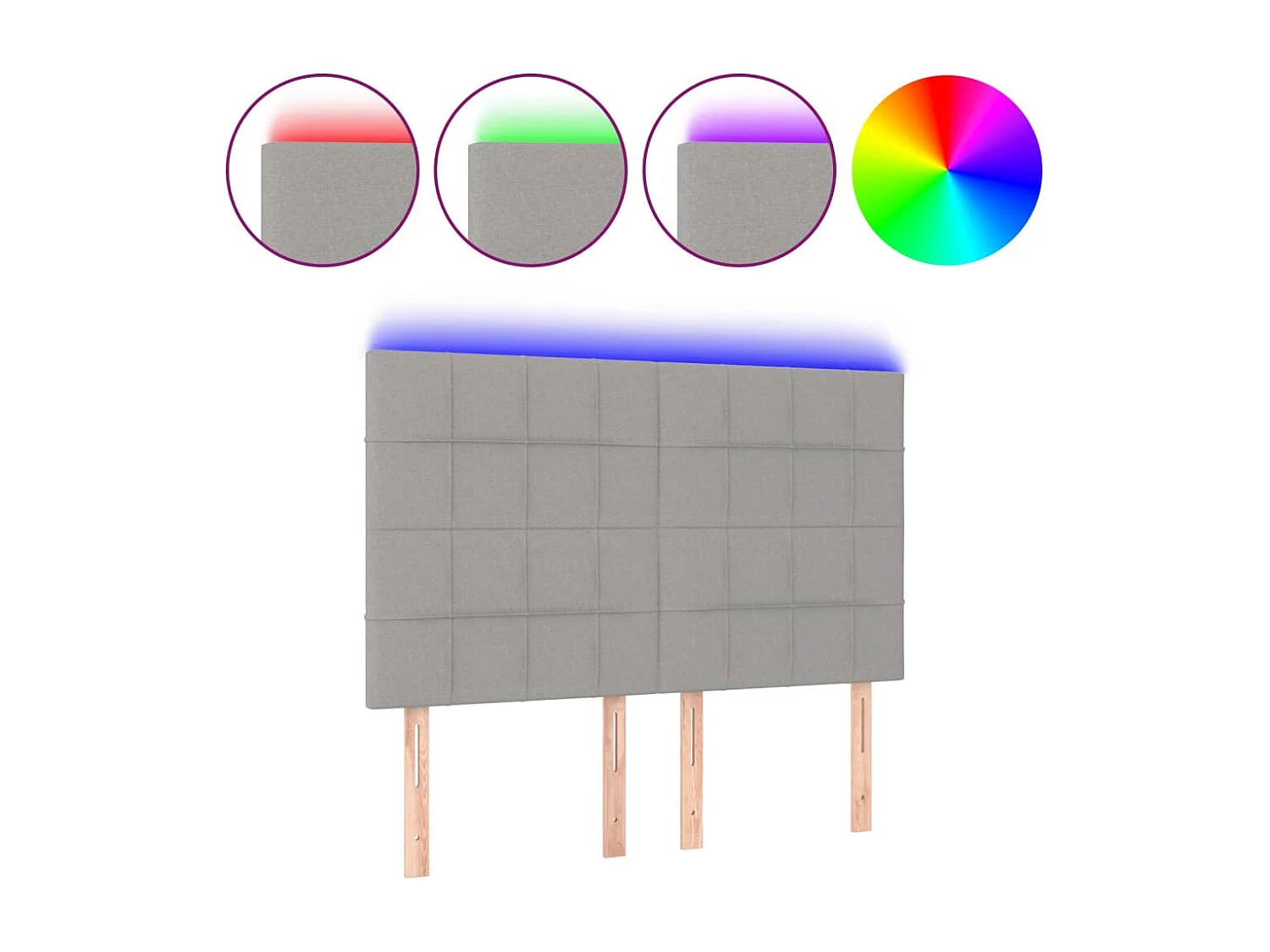Hoofdbord | Hoofdeinde LED 144x5x118/128 cm stof lichtgrijs