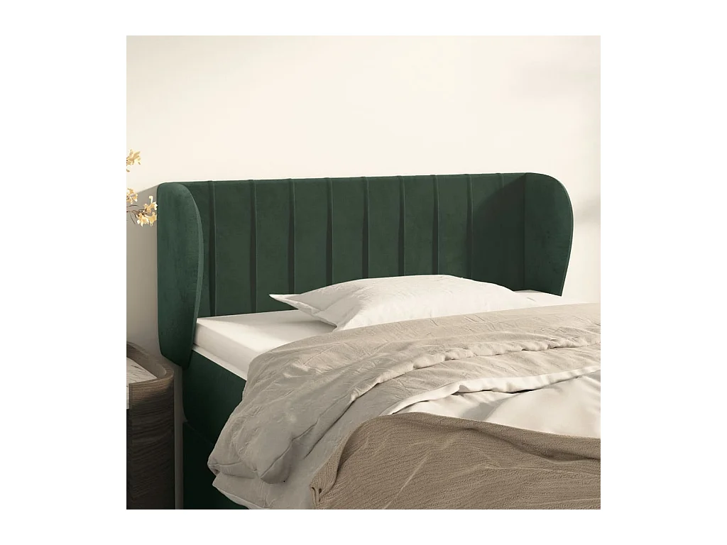 Tête de Lit | Panneau de tête pour lit Moderne avec oreilles Vert foncé 93x23x78/88 cm Velours