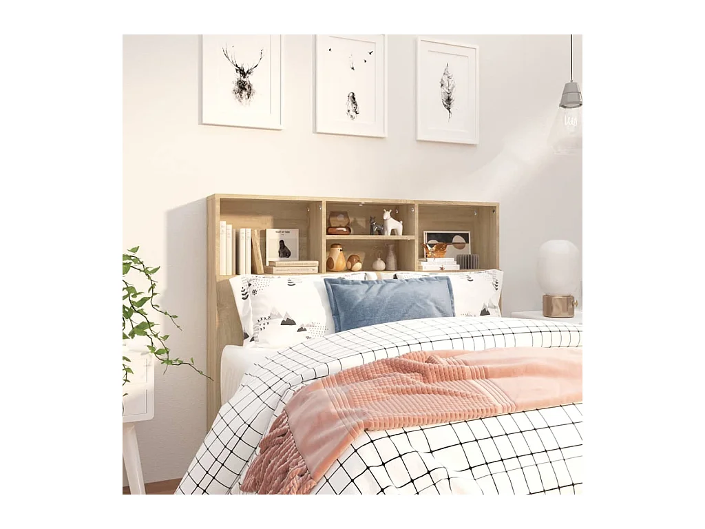Tête de Lit avec rangement | Armoire de tête de lit Chêne sonoma 120x19x103,5 cm