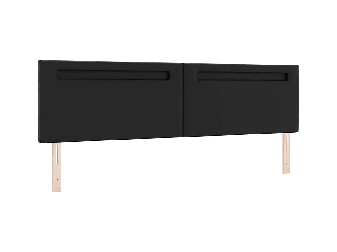 Cabecero | Cabezal de Cama | Mueble cabecero con luces de tiras LED con cabecera Negro 200 cm PVC