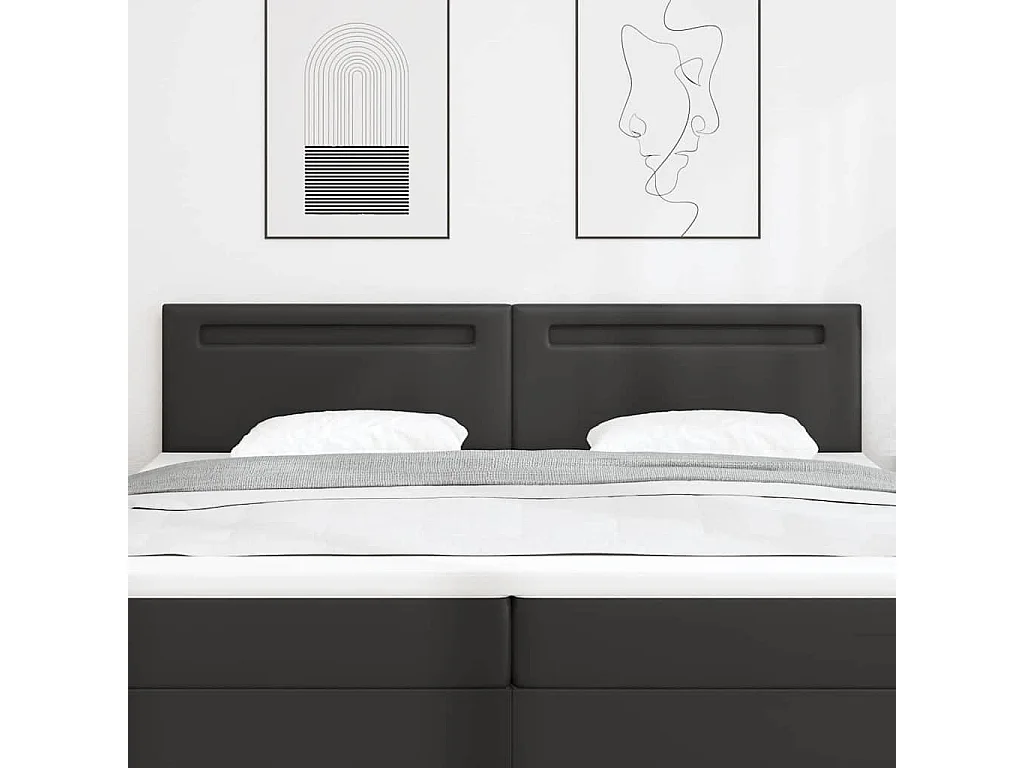 Tête de lit Montage mural | Panneau de tête pour lit Moderne  avec tête de lit Noir 200 cm PVC