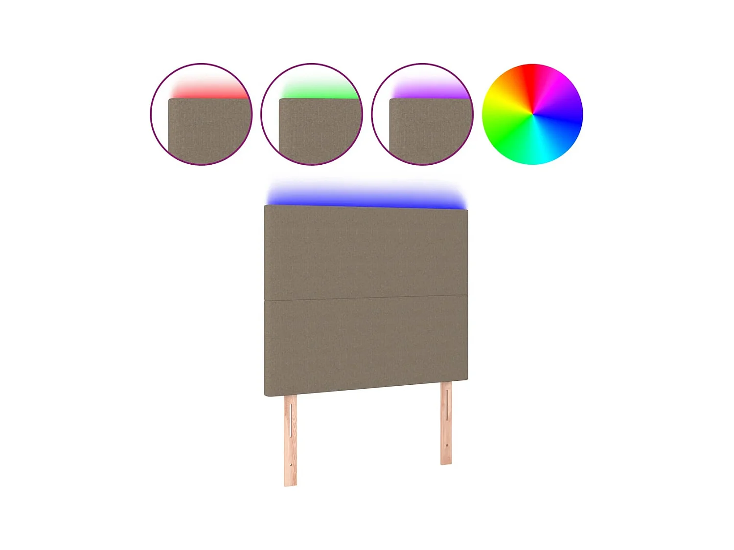 Cabecero | Cabezal de Cama | Mueble cabecero con luces LED tela gris taupe 80x5x118/128 cm