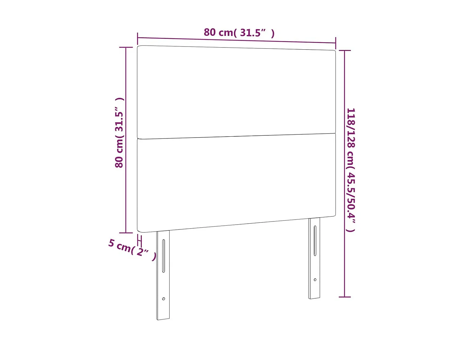 Hoofdbord | Hoofdeinde LED 80x5x118/128 cm stof taupe