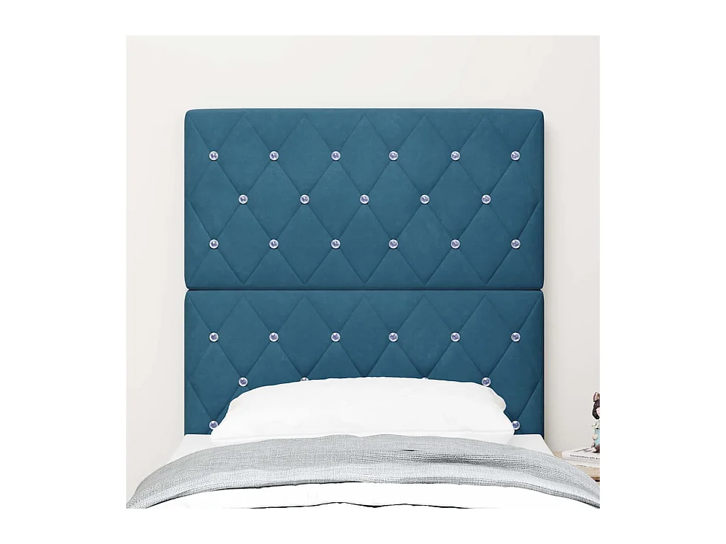 Mueble cabecero | Cabecero | Cabezal de cama LED Argyle con cabecera Azul oscuro 80 cm Terciopelo